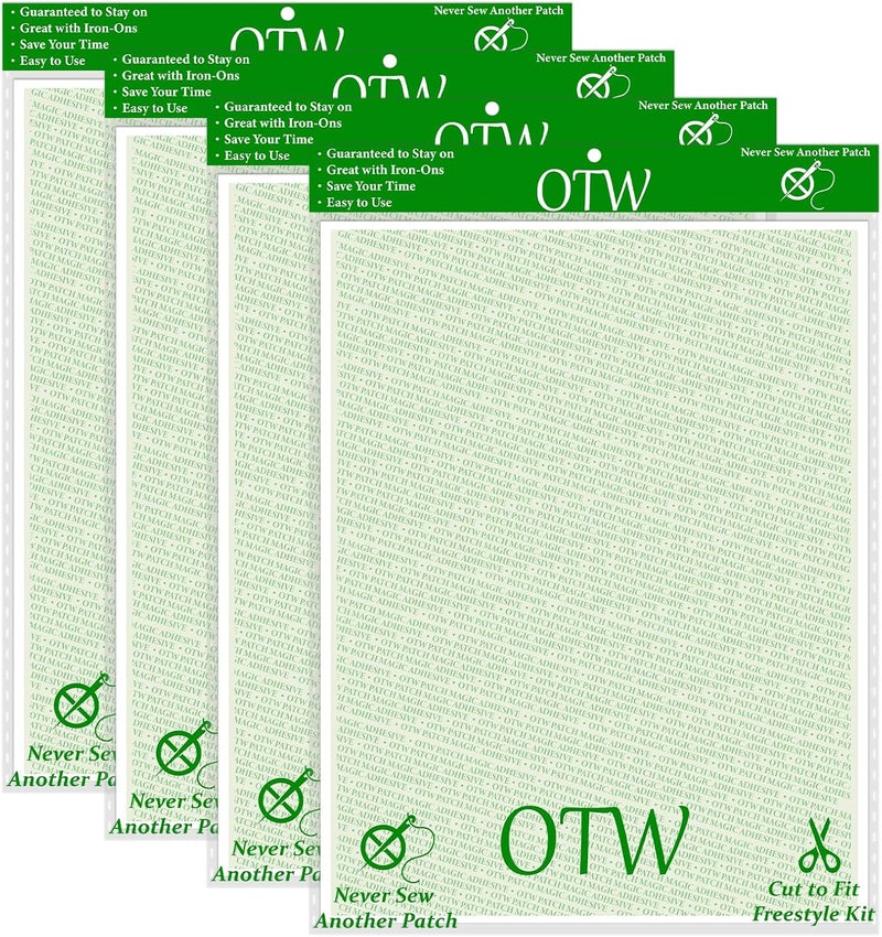 OTW Patch Magic Adhesive, Peel and Stick Adhesive Kit, Washable, No Residue for Girl Scout Badges, Patches, Fabric and DIY Crafts, No Ironing or Sewing, Freestyle Cut to Fit, 4 Pack - Image 1